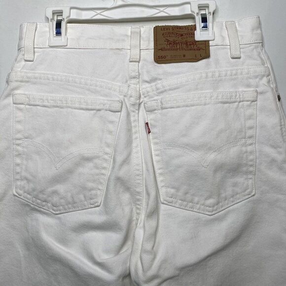 Levis 550 Vtg 90s Womens Jeans Sz 9 Long Made in USA White Denim Jeans Mom - Picture 6 of 12